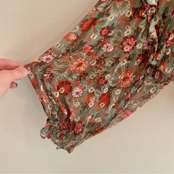 RAMY BROOKE Ryder Floral Blouson Sleeve V Neck Semi Sheer Blouse - Picture 7 of 11